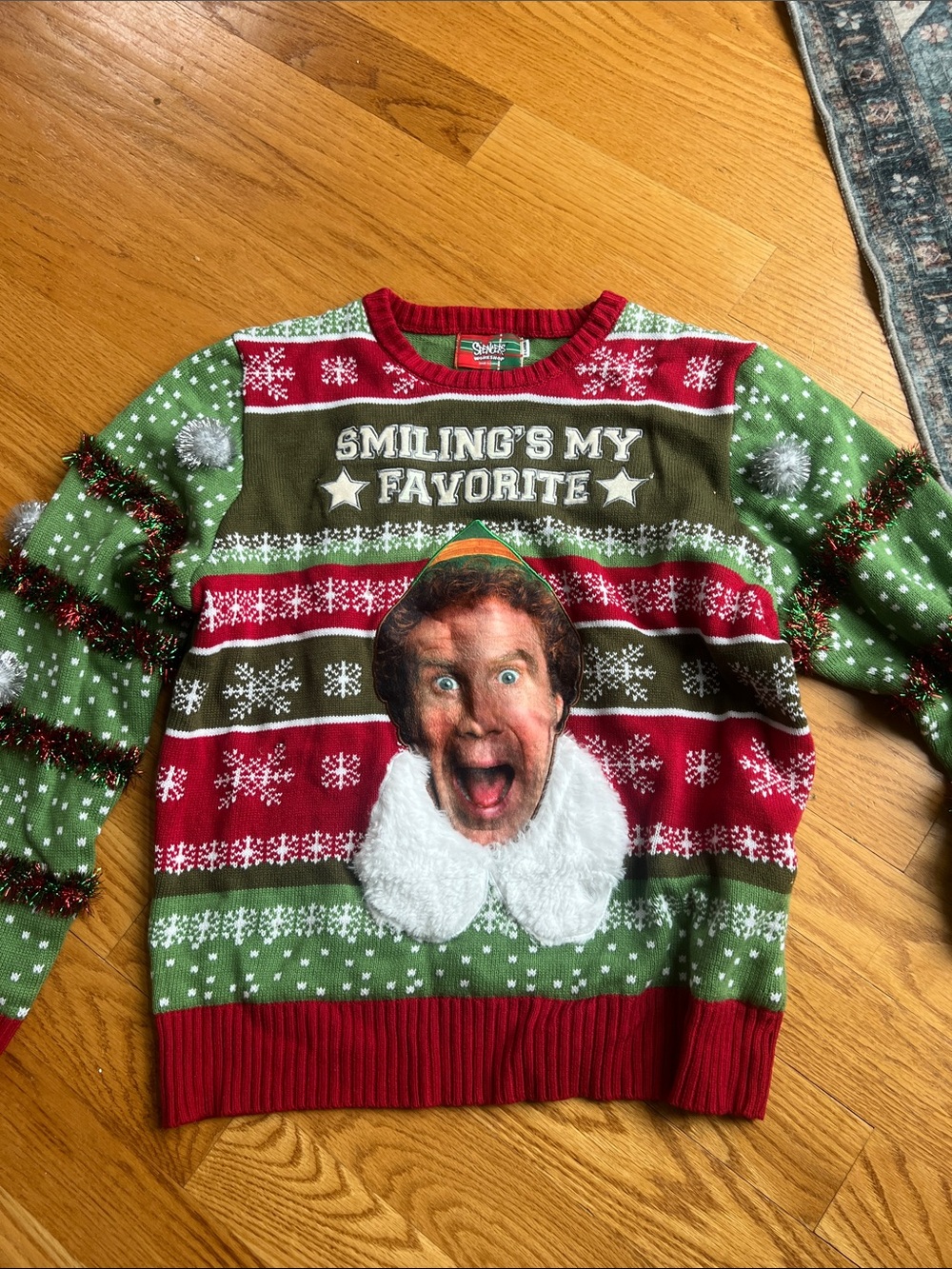 Spencer's The Elf "Smiling's My Favorite' ugly Christmas Sweater lights up XL